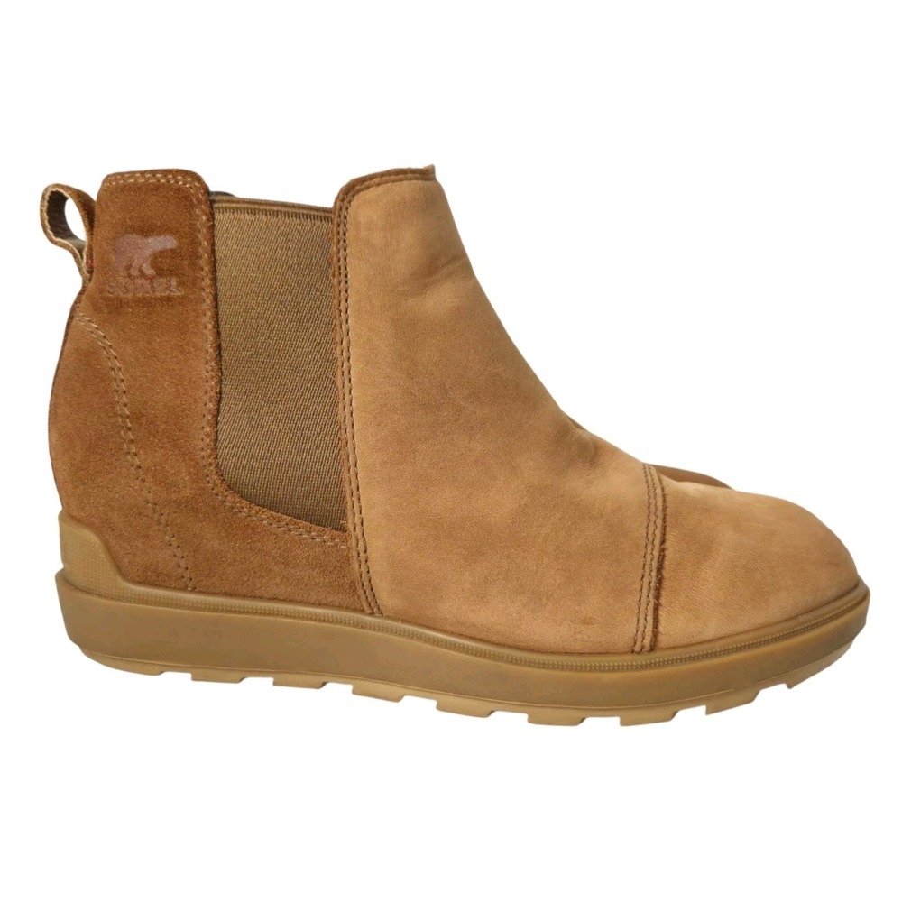Sorel Evie II Chelsea Ankle Booties 8.5 Beige Leather Waterproof Womens